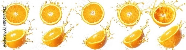 Fototapeta Orange Slices with Juice Splash