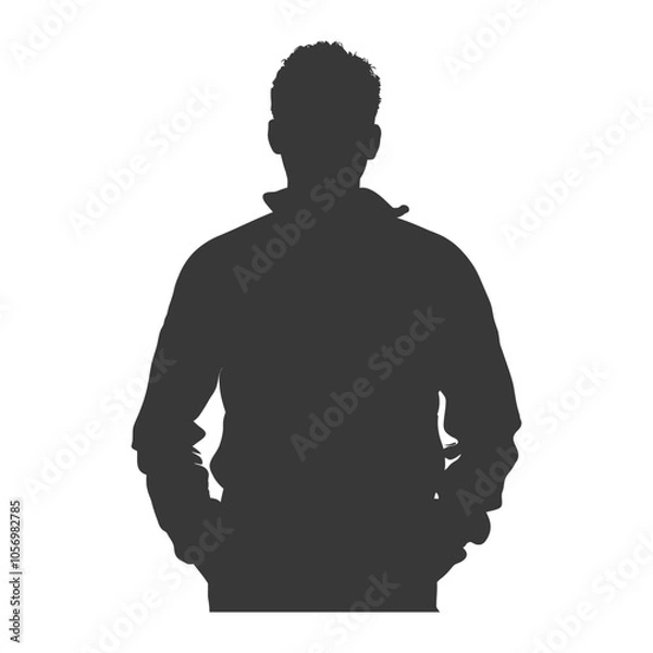 Fototapeta Silhouette of a Man Standing with Hands in Pockets