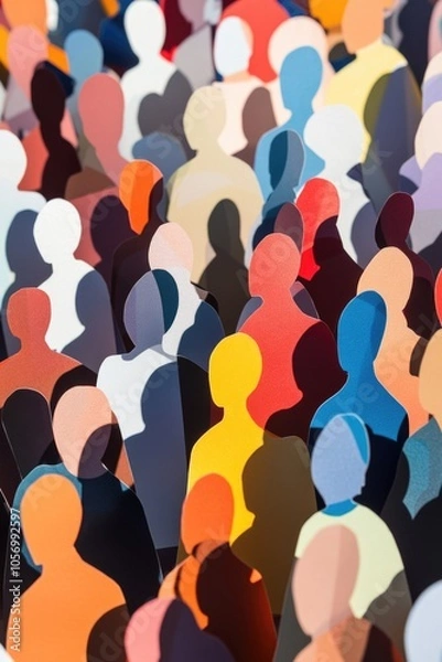 Fototapeta Crowd of people with multi-colored outfits