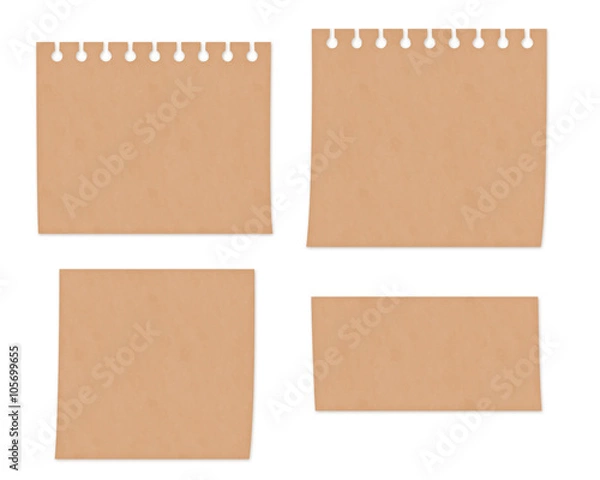 Obraz クラフト紙風イラスト　セット素材　メモ用紙