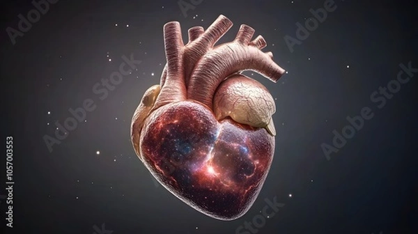 Fototapeta Artistic Representation of the Human Heart in Space