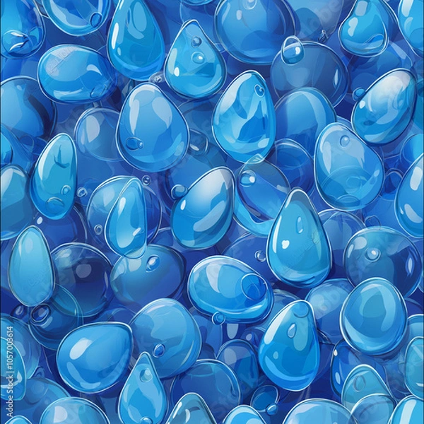 Obraz blue water drops background AI generated 