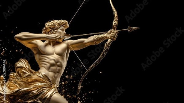 Obraz Golden Sagittarius Zodiac Sign on Black Background