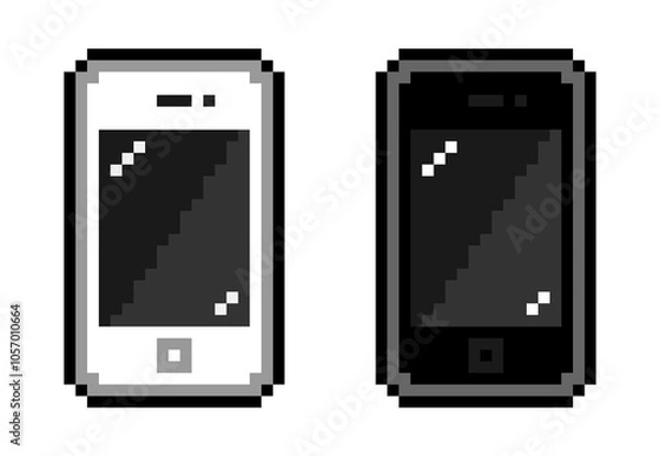 Obraz スマートフォン ドット絵 iPhone風 8bit (.PNG)