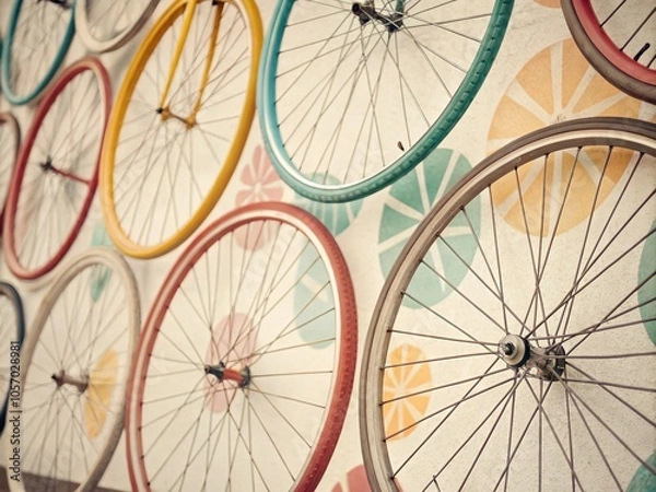 Obraz Colorful Bicycle Wheels Pattern for Vintage Style Photography