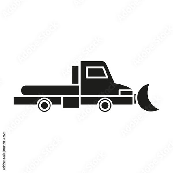 Fototapeta Snowplow icon flat line symbol set.