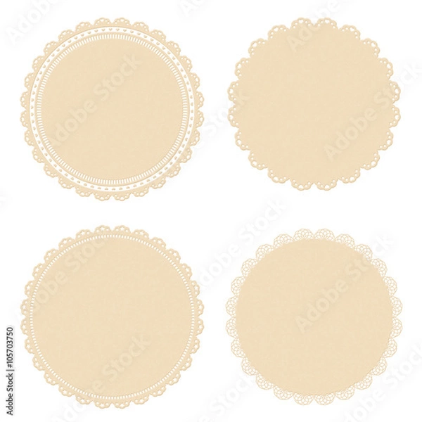 Obraz 円レースイラスト　セット素材　ナチュラルカラー