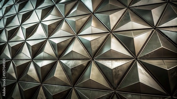 Obraz Dark Black Geometric Triangular Background in 3D Render for Modern Design Projects