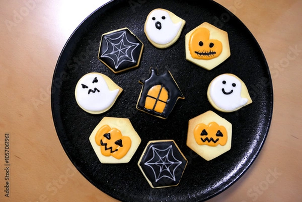 Fototapeta ハロウィンのアイシングクッキー