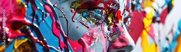 Fototapeta Close-up photograph of a contemporary pop art installation, highlighting the intricate details, bold colors, and innovative use of materials that define this unique art form