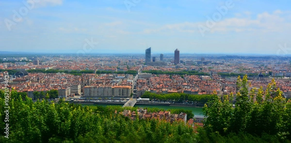 Obraz Aerial view over Lyon, France.