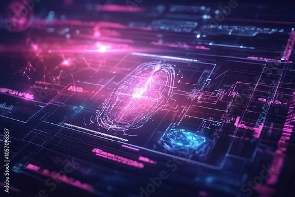 Fototapeta Futuristic digital interface with vibrant colors and design.