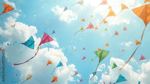 Obraz flying kites in the sky