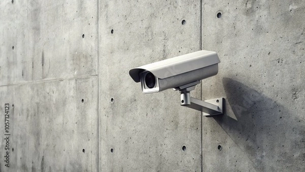 Fototapeta Minimalist CCTV Camera on Concrete Wall for Enhanced Security and Surveillance