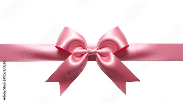 Fototapeta Pink ribbon and bow isolated against transparent background. Wrapping concept.