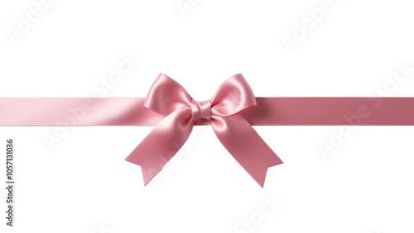 Fototapeta Pink ribbon and bow isolated against transparent background. Wrapping concept.