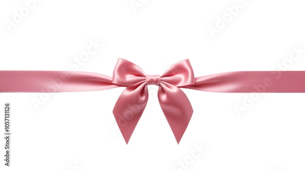 Fototapeta Pink ribbon and bow isolated against transparent background. Wrapping concept.