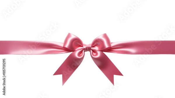 Fototapeta Pink ribbon and bow isolated against transparent background. Wrapping concept.