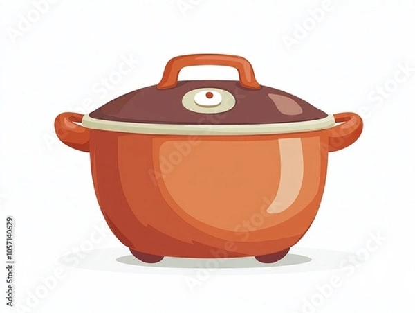 Obraz A vibrant, cartoon-style cooking pot with a lid. Perfect for kitchen illustrations and culinary themes.