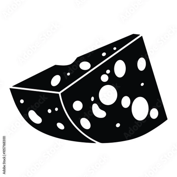 Fototapeta Cheese dices and slices silhouette vector.