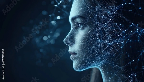Fototapeta Connection between humans and AI, showcasing digital technology advancement