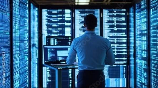 Fototapeta Analysts using SQL for data querying and generating reports from large databases