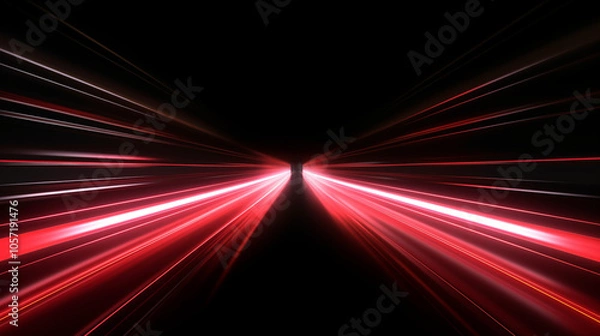 Fototapeta Illustration of a red glowing light effect on black background. Abstract gradient lines with lens flare. Perfect for Wallpapers and Thumbnails.