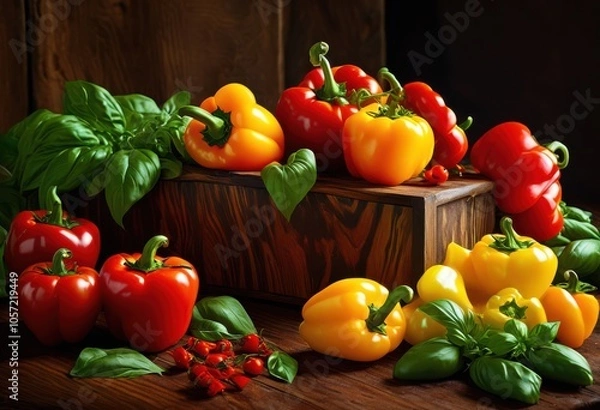 Fototapeta vibrant ingredients textured natural surfaces showcasing rich intricate organic elements striking visual appeal, colors, textures, patterns, vegetables