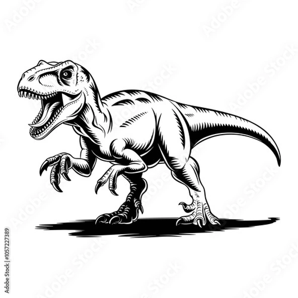 Fototapeta black and white hand-drawn dinosaur sketches