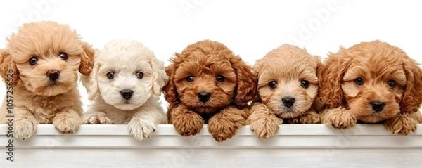 Fototapeta Playful Poodle Parade A Charming Group of Ten Adorable Poodles Sniffing the Camera with Glossy Noses and Detailed Textures Capturing Their Soft and Playful Nature