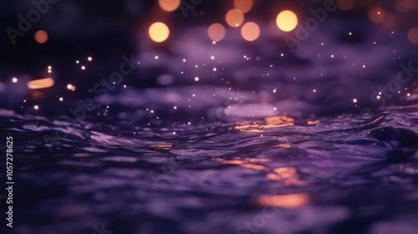 Fototapeta Soft purple bokeh lights on dark, gentle and atmospheric