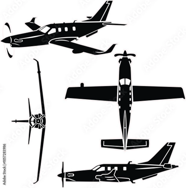 Fototapeta medium size private airplane vector set