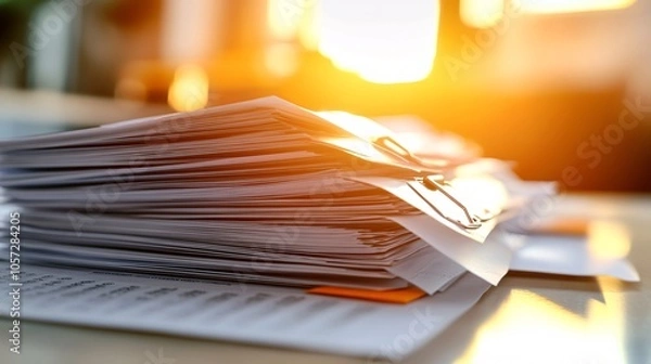 Fototapeta Stack of Property Loan Papers with Interest Rate