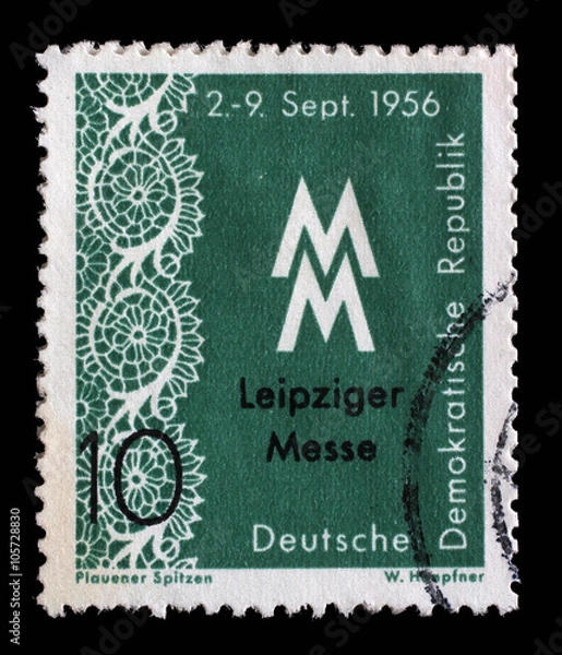 Obraz Stamp printed in GDR shows Leipzig Autumn Fair, circa 1956