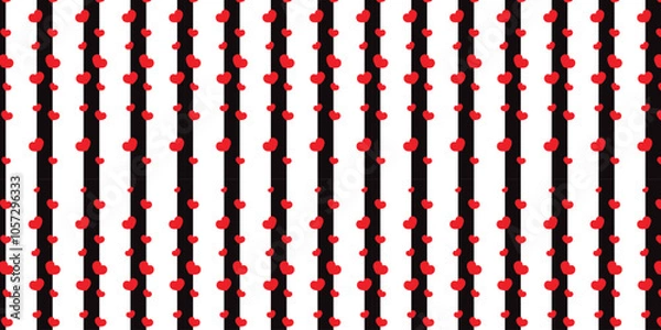 Obraz Black line pattern and red love on white background