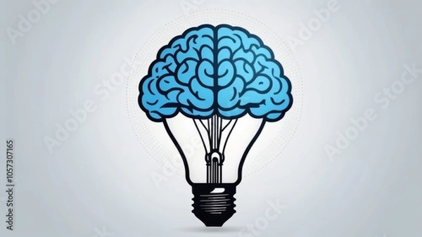 Fototapeta A light bulb containing a brain, symbolizing innovative ideas and intelligence.