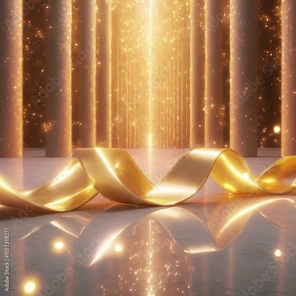 Fototapeta ゴールドの高級感あるステージ　商品モックアップ