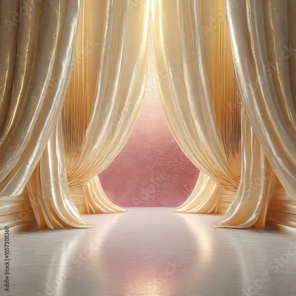 Fototapeta ゴールドの高級感あるステージ　商品モックアップ