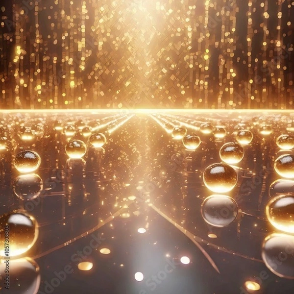 Fototapeta ゴールドの高級感あるステージ　商品モックアップ