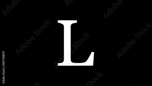 Fototapeta 3d L letter logo loopable rotated white color black background