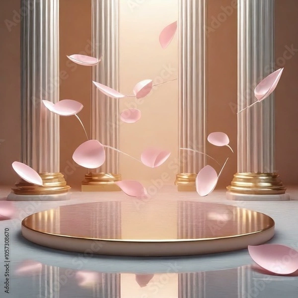 Fototapeta ゴールドの高級感あるステージ　商品モックアップ