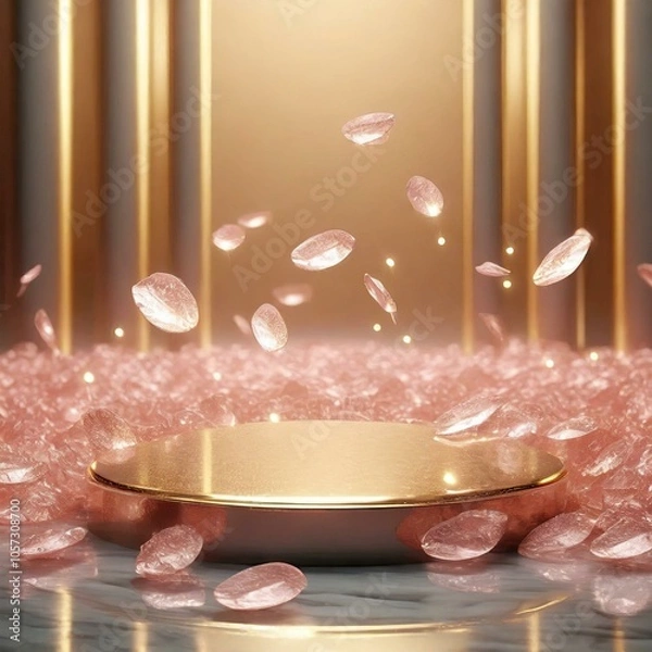 Fototapeta ゴールドの高級感あるステージ　商品モックアップ
