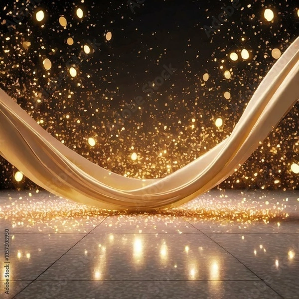 Fototapeta ゴールドの高級感あるステージ　商品モックアップ