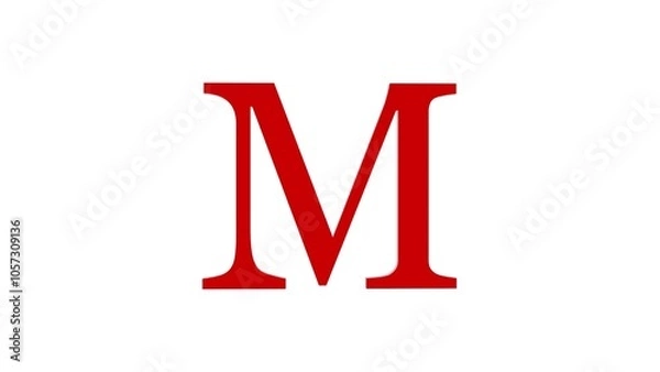 Fototapeta 3d M letter logo loopable rotated red color white background