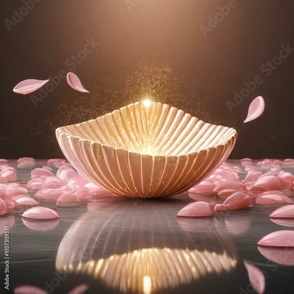 Fototapeta ゴールドの高級感あるステージ　商品モックアップ