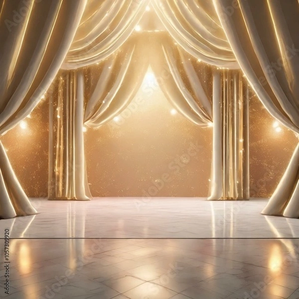 Fototapeta ゴールドの高級感あるステージ　商品モックアップ