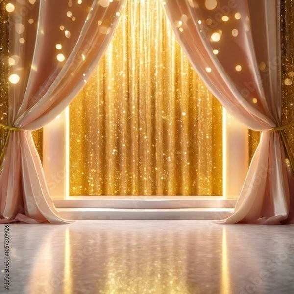 Fototapeta ゴールドの高級感あるステージ　商品モックアップ