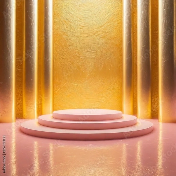 Fototapeta ゴールドの高級感あるステージ　商品モックアップ