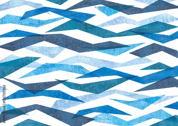 Fototapeta 水彩の切り絵のような波模様
