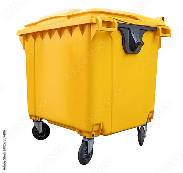 Fototapeta yellow garbage bin trash container